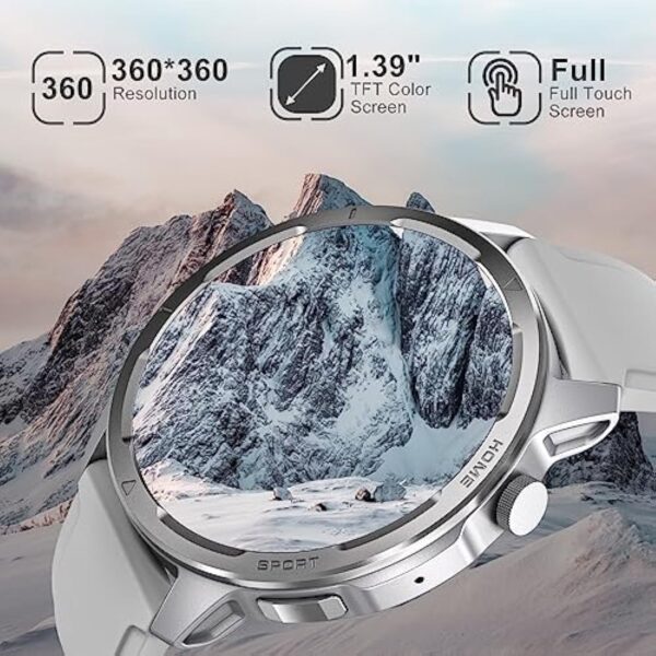 Montre Connectée Femme Homme avec Appel Bluetooth et SMS, 1.39" Smartwatch avec Podometre/Fréquence Cardiaque/Sommeil/SpO2, Digitale Montre Intelligente per Android iOS, Gris – Image 7