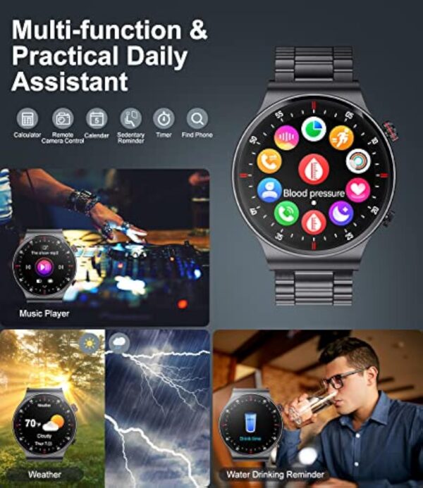Montre Connectée Homme avec Appels Bluetooth,1.32" HD Montre Connectée avec 100+ Sportifs Etanche IP68, Moniteur Sommeil Fréquence Cardiaque Podomètre,Sport Montre Intelligente pour iOS Android Noir – Image 7