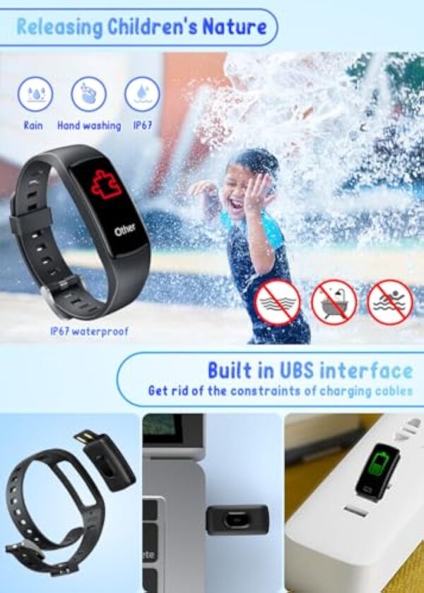 Montre Connectée Enfant Sport Smartwatch: 0.96"Connecté Bracelet Fille Garcon Fitness Tracker Activité avec Etanche Podomètre Tensiometre Moniteur de Sommeil Ecran Tactile Réveil pour Android IOS Noir – Image 7