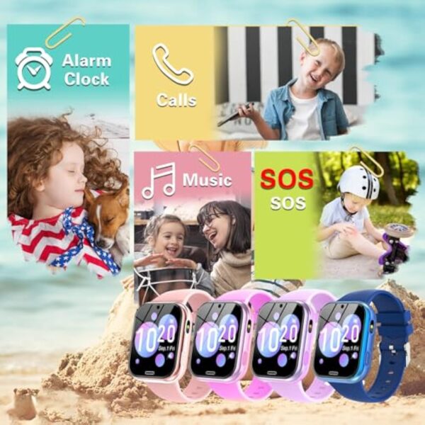 Montre Connectée Enfant 19 Jeux - Smartwatch Téléphone pour Fille Garçon avec Appel SOS, Jeux, Montre Intelligente pour Enfants de 3-12 Ans Cadeau avec Musique, Appareil Photo, Lampe Poche (Bleu) – Image 7