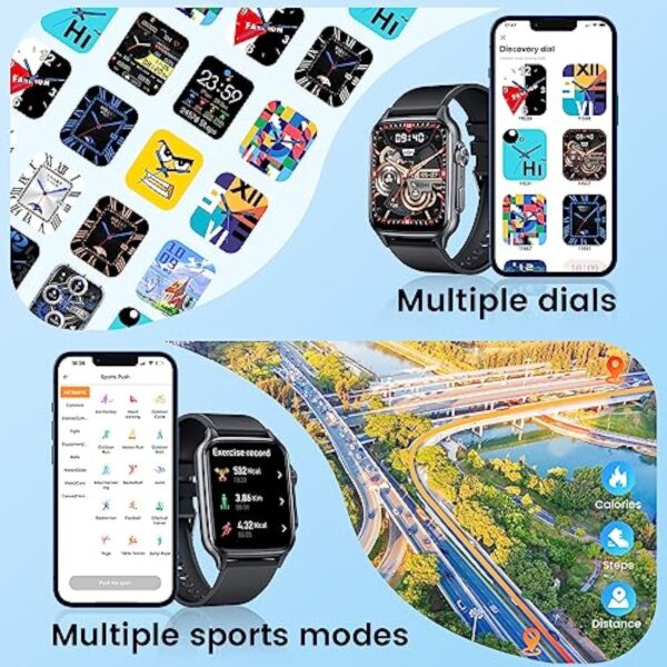 Montre Connectée Homme Repondre Appel - Smartwatch Sport 2,0 Pouces Étanche Écran Tactile Bracelet Connectee avec Moniteur de Sommeil Fréquence Cardiaque Podomètre Fitness Tracker pour Android iOS – Image 7