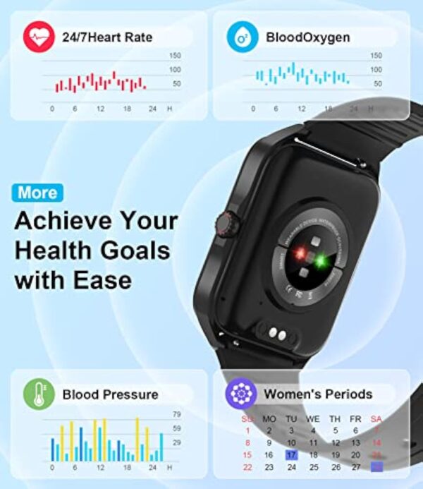 Montre Connectée Homme Femmes,1.83" Smartwatch avec Appels Bluetooth/Assistant Vocal,Fréquence Cardiaque,Sommeil,Podometre Chronomètre,Montre Intelligente 100 Modes Etanche IP68 pour Android iOS – Image 7