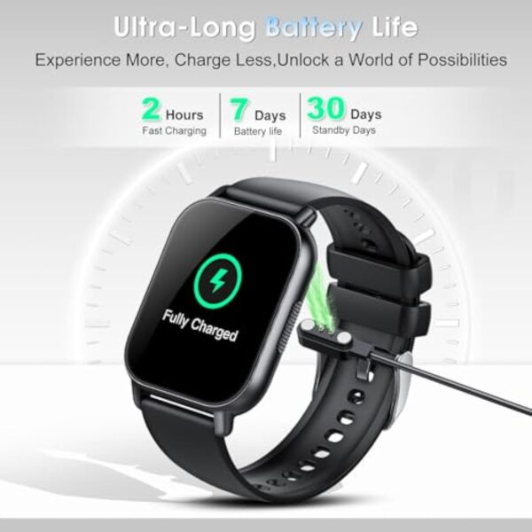 Montre Connectée Femme Homme avec Appel Bluetooth, 1.85" HD Smartwatch Motre Sport avec 112 Modes Sportifs, Podometre Cardiofrequencemetre Sommeil, Etanche IP68 Smart Watch pour Android/iOS, Noir – Image 8