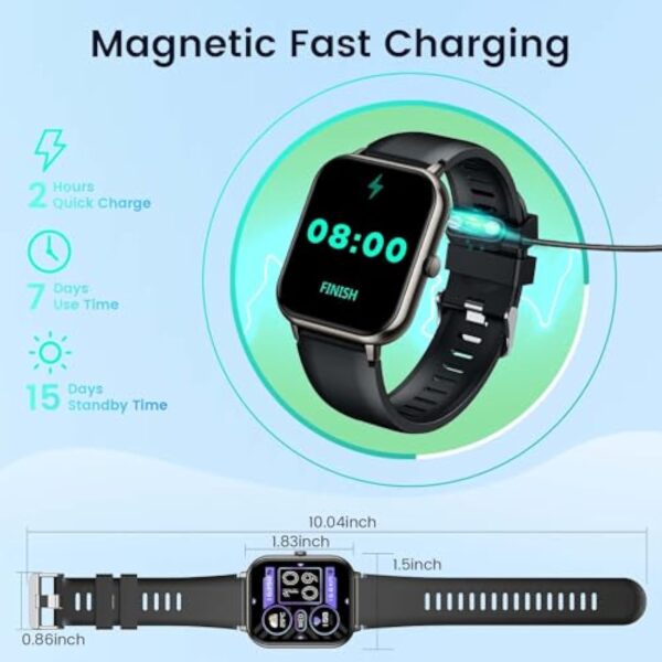 Montre Connectée pour Femme Homme Smartwatch: 1,83" Montre Intelligente avec Fréquence Cardiaque Sommeil Oxymètre Pression Artérielle 100+ Sport Mode IP67 étanche Tracker d'activité pour Android iOS – Image 8
