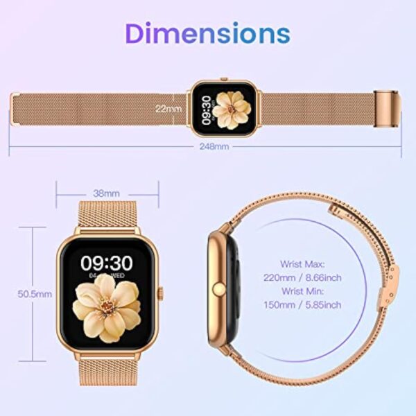 Montre Connectée Femme Fitness Smartwatch: 1.83" Full écran Watch avec Appel Bluetooth 100+ Sport Mod Moniteur de Fréquence Cardiaque Podometre Lecteur de Musique Montre Intelligent compatible Android – Image 8