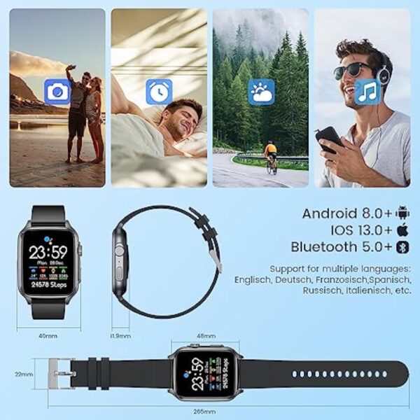 Montre Connectée Homme Repondre Appel - Smartwatch Sport 2,0 Pouces Étanche Écran Tactile Bracelet Connectee avec Moniteur de Sommeil Fréquence Cardiaque Podomètre Fitness Tracker pour Android iOS – Image 8