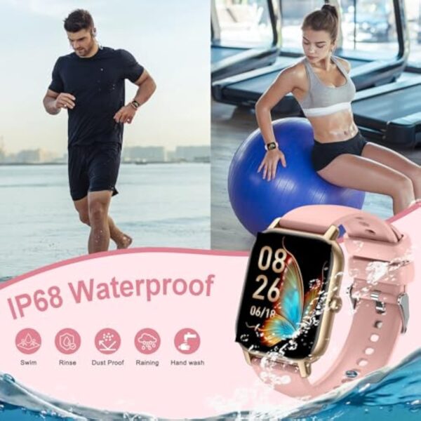 Montre Connectée Femme avec Appel Bluetooth, 1,85" Smartwatch avec Etanche IP68 110+ Modes Sportifs Podometre, Moniteur de Sommeil Cardiofréquencemètre, Montre Intelligente pour Android iOS, Rose Doré – Image 8