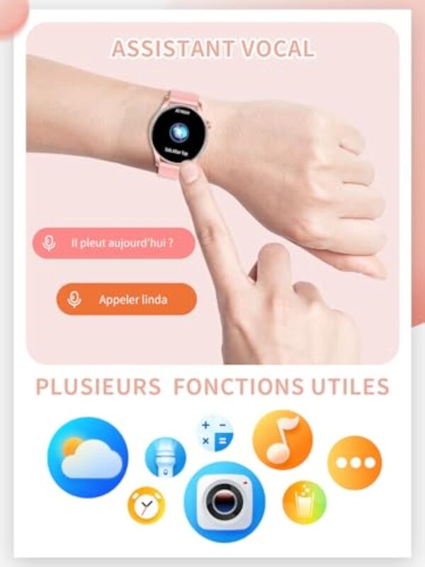 Montre Connectée Femme avec Appel Bluetooth, 1.43" HD Smartwatch Intelligentes 107+ Modes Sportifs, Étanche IP67, Moniteur de Sommeil Cardiofréquencemètre, Montre Intelligente pour Android iOS – Image 8