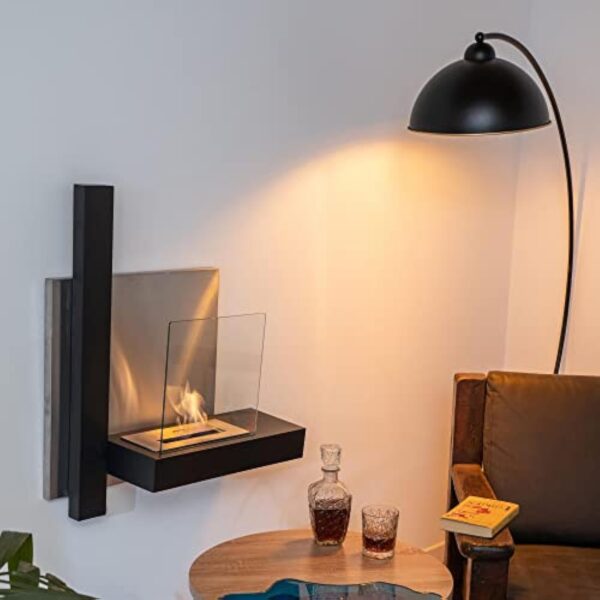 NORBE, Cheminée Bioéthanol GRAM, Biocheminée murale, Cheminée Noir et Gris, Dimensions 72 x 22 x 63h cm, Puissance: 3,68 kw/h – Image 7