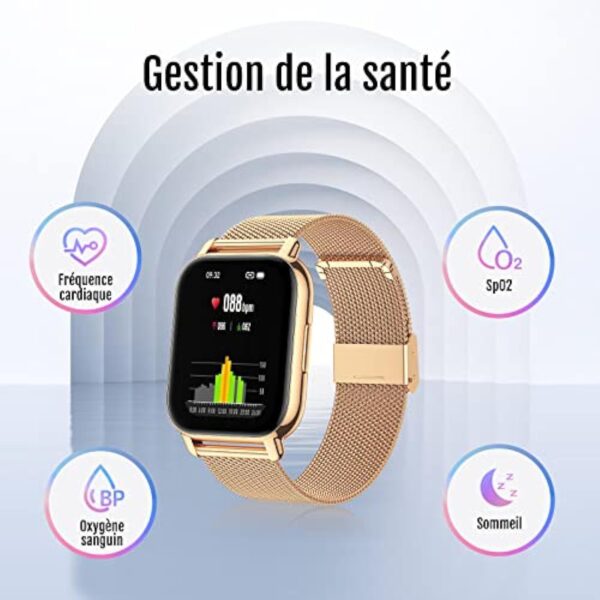 Narcid Montre Connectée Femme Homme 1.85" HD avec Appel Bluetooth,Smartwatch 112 Modes Sportifs avec Etanche IP68,Podometre de Sommeil/Fréquence Cardiaque SpO2 pour Android iOS – Image 4