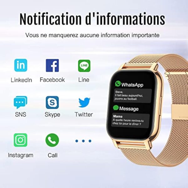 Narcid Montre Connectée Femme Homme 1.85" HD avec Appel Bluetooth,Smartwatch 112 Modes Sportifs avec Etanche IP68,Podometre de Sommeil/Fréquence Cardiaque SpO2 pour Android iOS – Image 5