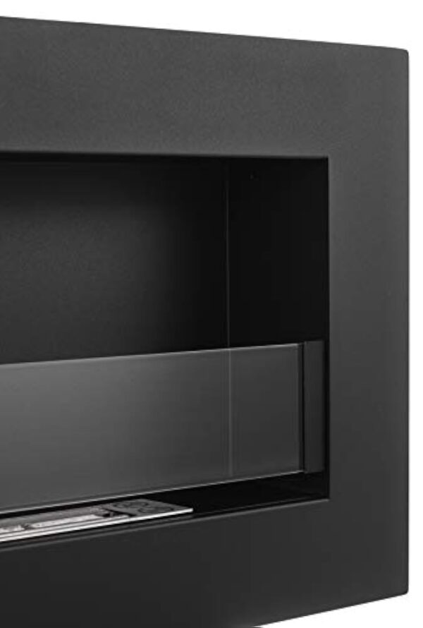Nice-House Box Cheminée au bioéthanol avec panneau en verre Noir 900 x 400 mm – Image 4