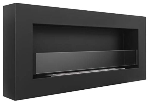 Nice-House Box Cheminée au bioéthanol avec panneau en verre Noir 900 x 400 mm – Image 8