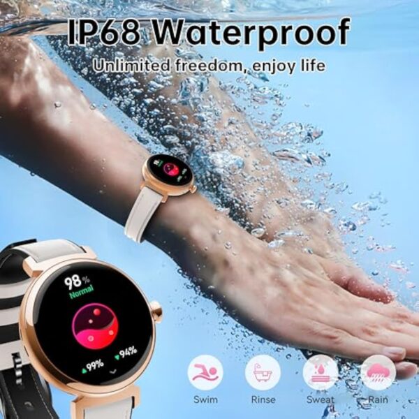 OUKITEL Montre Connectée Femme BT30 avec Appel Bluetooth,1.04" Smartwatch Podometre/Moniteur de Sommeil/Cardiofréquencemètre avec 100 Sportifs Etanche IP68 Montre Intelligente pour Android iOS-Doré – Image 7
