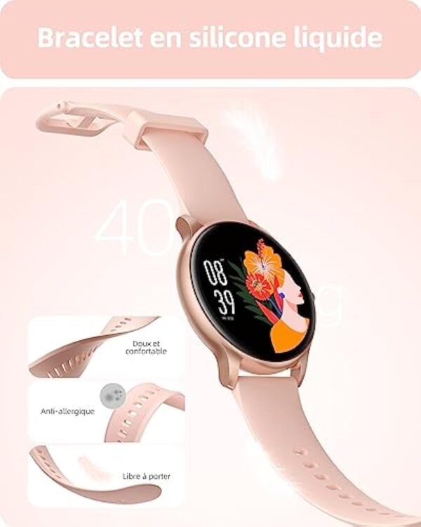 Parsonver Montre Connectée Femme avec Appels Bluetooth, 1.32" Montre Sport avec 100+ Sportifs Etanche IP68, Moniteur Sommeil Fréquence Cardiaque Podomètre, pour Android iOS, SPROD1, Or rose – Image 3
