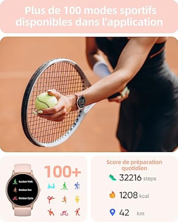 Parsonver Montre Connectée Femme avec Appels Bluetooth, 1.32" Montre Sport avec 100+ Sportifs Etanche IP68, Moniteur Sommeil Fréquence Cardiaque Podomètre, pour Android iOS, SPROD1, Or rose – Image 5