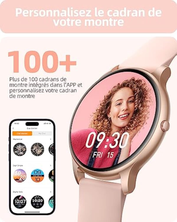 Parsonver Montre Connectée Femme avec Appels Bluetooth, 1.32" Montre Sport avec 100+ Sportifs Etanche IP68, Moniteur Sommeil Fréquence Cardiaque Podomètre, pour Android iOS, SPROD1, Or rose – Image 7