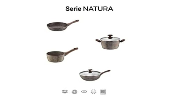 Pintinox Natura - Wok en aluminium, revêtement antiadhésif effet pierre, manche effet bois, couvercle en verre avec bouton soft-touch effet bois, convient pour induction, diamètre 28 cm – Image 7