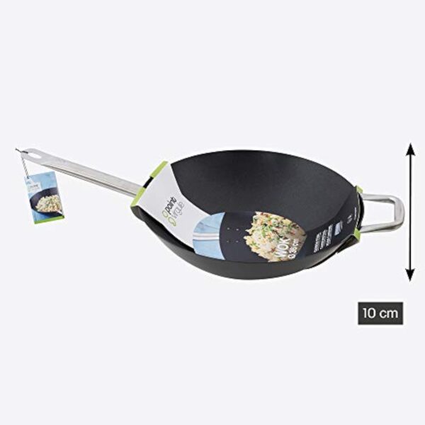 Point-Virgule wok en acier carbone avec revêtement anti-adhérent, pour feu gaz, eletrique, céramique, induction compris, 36cm – Image 6