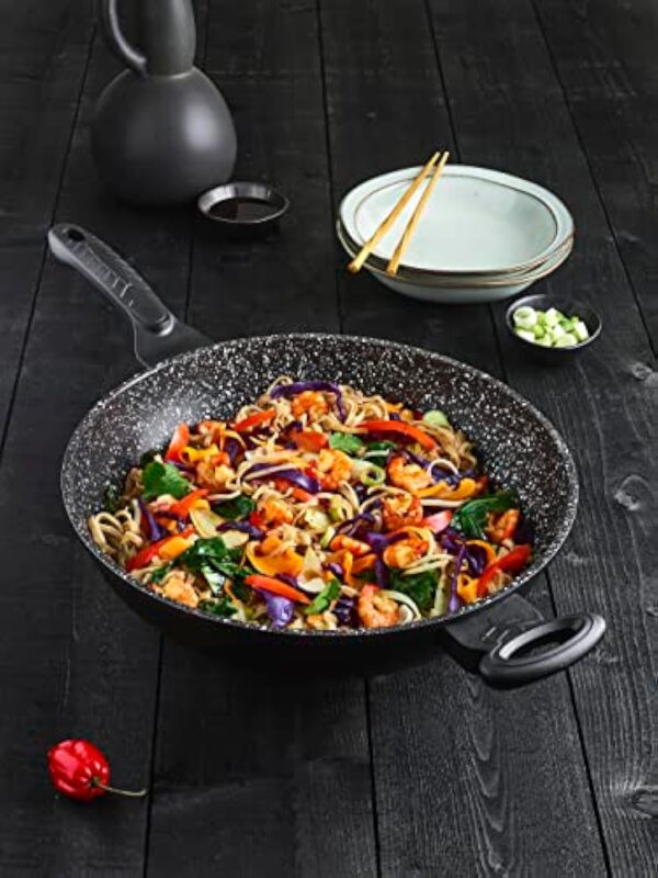 Pradel Excellence - 52885M - Wok 32 cm "Façon Pierre" avec Couvercle en Verre, tous Feux dont Induction – Image 3
