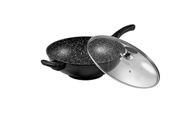 Pradel Excellence - 52885M - Wok 32 cm "Façon Pierre" avec Couvercle en Verre, tous Feux dont Induction – Image 5