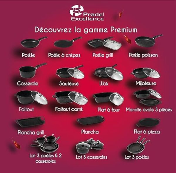 Pradel Excellence - 52885M - Wok 32 cm "Façon Pierre" avec Couvercle en Verre, tous Feux dont Induction – Image 7