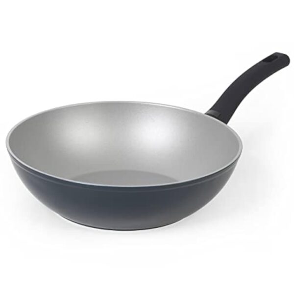 Progress BW10832EU7 Wok Sautuese Poêle Antiadhésive 28cm, Tous Feux Dont Induction, L’indicateur de poignée devient rouge lorsque la température optimale est atteinte, Thermo Handle, Gris/Bleu Foncé – Image 5