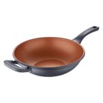 SAN IGNACIO Bronze | Wok de 32 cm | antiadhésif | en fonte d'aluminium | avec anses Soft Touch | poêle à wok adaptée à tous les types de cuisinières