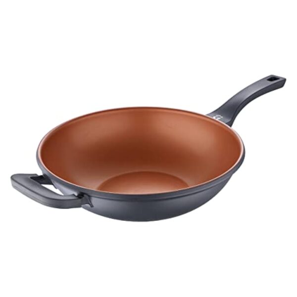 SAN IGNACIO Bronze | Wok de 32 cm | antiadhésif | en fonte d'aluminium | avec anses Soft Touch | poêle à wok adaptée à tous les types de cuisinières