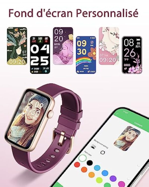 SHANG WING Montre Connectée Femme Montre Sport Bracelet Connecté Podometre Cardiofrequencemetre Oxymetre Trackers d'Activité Smartwatch Etanche IP68 pour Android iOS Notification SMS/Appel Violet – Image 6