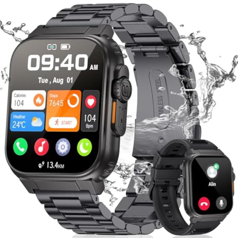 SIEMORL Montre Connectée Homme, 1,96'' Smartwatch avec 600mAh Grande Batterie, 123 Modes Sportifs Etanche IP68 Montre Intelligente, Sommeil Fréquence Cardiaque SpO2 pour Android iOS – Image 2