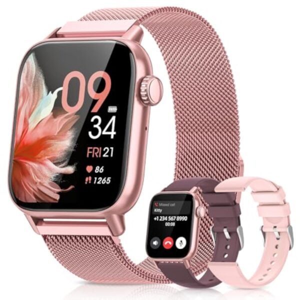 SWGOTA Montre Connectée Femme avec Appel Bluetooth, 3 Bracelets Santé Féminine Sommeil Fréquence Cardiaque SpO2, 110 Modes Sportifs, Grande Autonomie 1.83" Smartwatch Android iOS, Rose, Cadeau Femme – Image 2