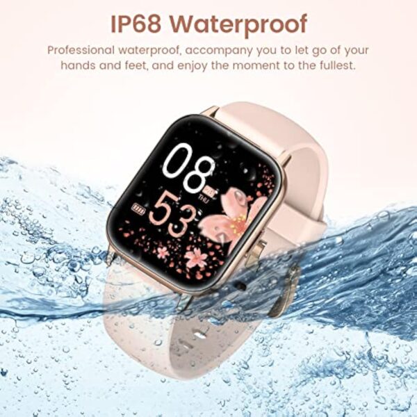 SWGOTA Montre Connectée Femme avec Appels Numérotation Bluetooth, 1.85'' HD Smartwatch Fonction Féminine Fréquence Cardiaque Sommeil SpO2 IP68 Étanche 18 Modes Sportifs Podomètre iOS Android Or Rose – Image 8