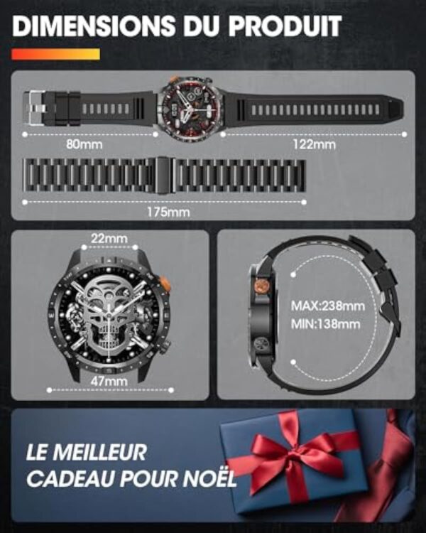 SWGOTA Montre Connectée Homme avec Appel Bluetooth 1,43" AMOLED Affichage Toujours Allumé Smartwatch avec Appel Bluetooth, Fréquence Cardiaque, Sommeil/SpO2/70+ Modes Sportifs, IP68 pour Android iOS – Image 9