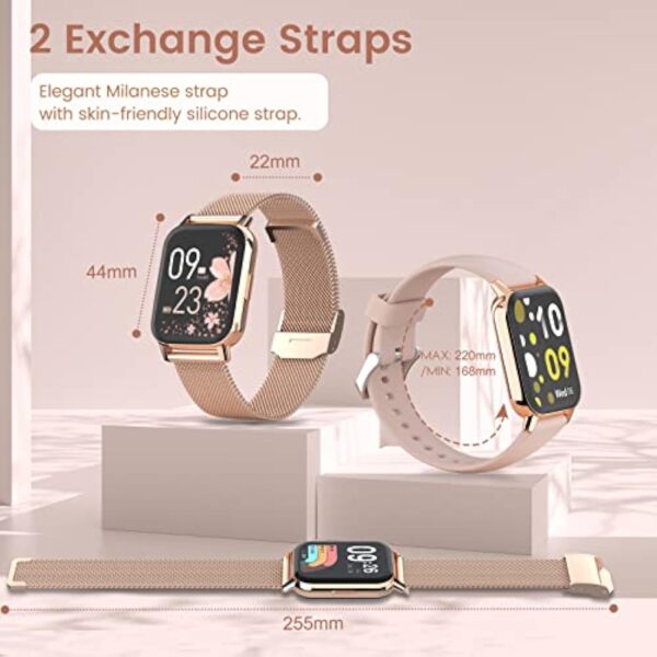 SWGOTA Montre Connectée Femme avec Appels Numérotation Bluetooth, 1.85'' HD Smartwatch Fonction Féminine Fréquence Cardiaque Sommeil SpO2 IP68 Étanche 18 Modes Sportifs Podomètre iOS Android Or Rose – Image 9