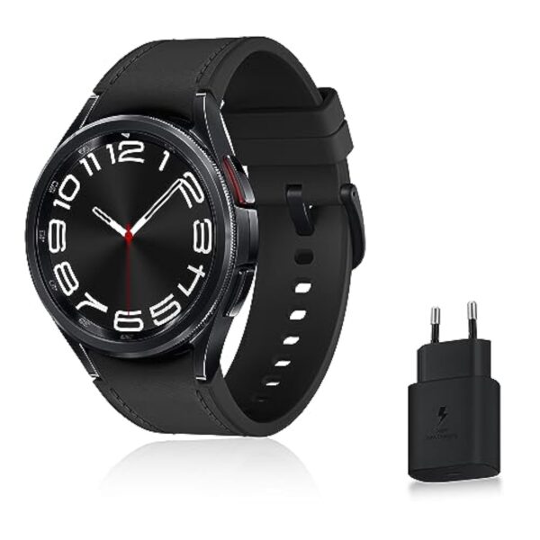 Samsung Galaxy Watch6 Classic Montre Connectée avec Chargeur, Suivi de Santé, Suivi Sportif,  Charge rapide, Bluetooth, 43mm, Noir, Exclusivité Amazon Version FR