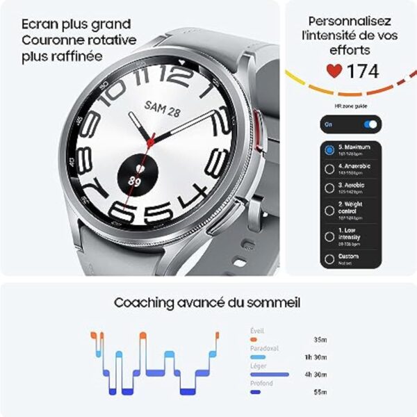 Samsung Galaxy Watch6 Classic Montre Connectée avec Chargeur, Suivi de Santé, Suivi Sportif,  Charge rapide, Bluetooth, 43mm, Noir, Exclusivité Amazon Version FR – Image 6
