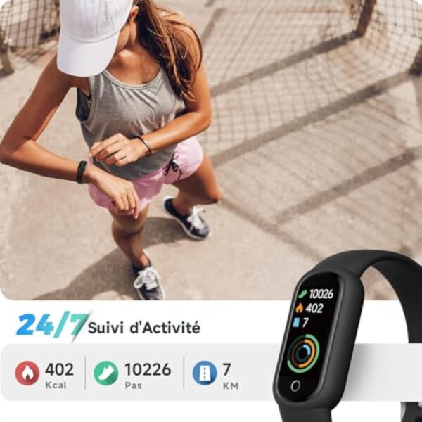 TOOBUR Montre Connectée Femme Homme, Bracelet Connecté avec 14 Sports, Podomètre, Cardiofrequencemètre, Surveillance du Sommeil, Étanche IP68, Calories, Smartwatch Compatible avec iOS et Android – Image 5