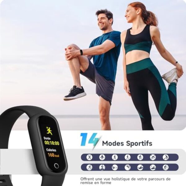 TOOBUR Montre Connectée Femme Homme, Bracelet Connecté avec 14 Sports, Podomètre, Cardiofrequencemètre, Surveillance du Sommeil, Étanche IP68, Calories, Smartwatch Compatible avec iOS et Android – Image 7