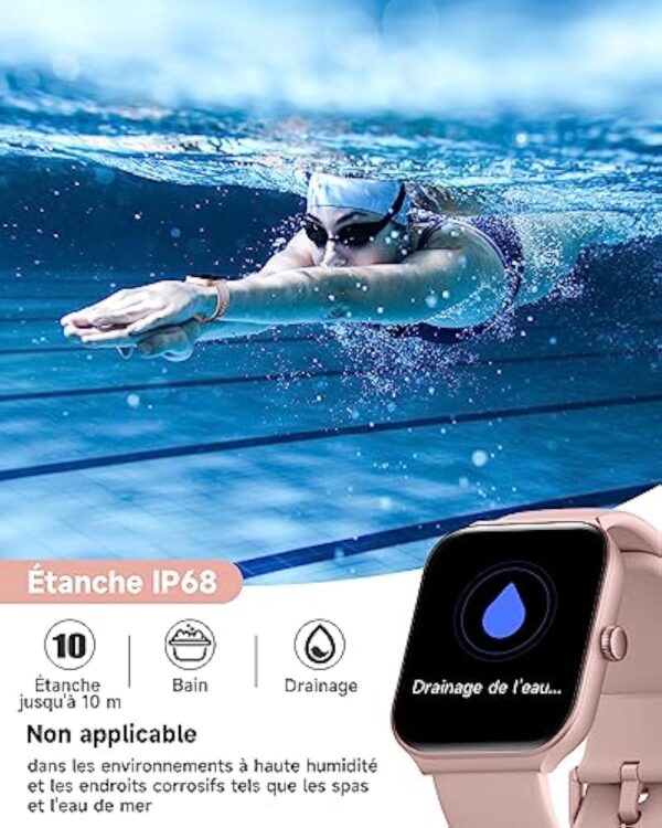 TOOBUR Montre Connectée Femme avec Alexa et Podometre, 1,95" Smartwatch Motre Sport avec 100 Sports,Repondre Appel et Cardiofrequencemetre,Étanche IP68 Natation,Compatible avec iOS et Android Rose – Image 8
