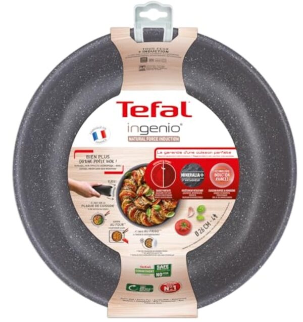 Tefal Ingenio Poêle Wok 26 cm, Induction, Revêtement antiadhésif, Empilable, Compatible lave-vaisselle, Fabriqué en France, Natural Force L3967702 – Image 5