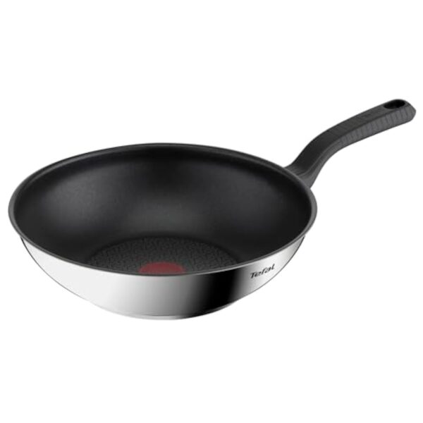 Tefal Poêle wok 28 cm, 6 à 8 personnes, Induction, Revêtement antiadhésif, Acier inoxydable, Indicateur de température Thermo-Spot, Comfort Max G7261944 – Image 2