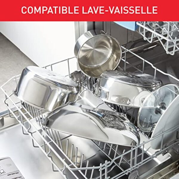 Tefal Poêle wok 28 cm, 6 à 8 personnes, Induction, Revêtement antiadhésif, Acier inoxydable, Indicateur de température Thermo-Spot, Comfort Max G7261944 – Image 10