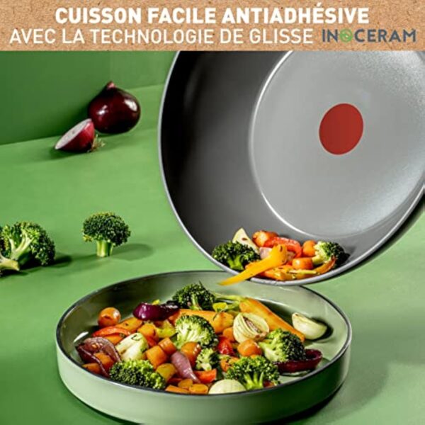Tefal Renew On Poêle Wok Gris 28 cm, Revêtement antiadhésif céramique, Induction, Indicateur de cuisson Thermo-Signal, Eco-conception, Cuisson saine, Fabriqué en France C4271932 – Image 4