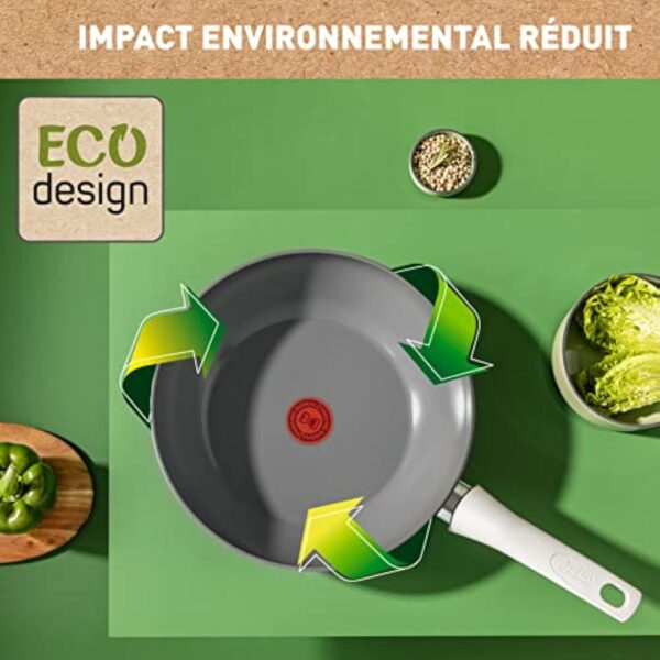 Tefal Renew On Poêle Wok Gris 28 cm, Revêtement antiadhésif céramique, Induction, Indicateur de cuisson Thermo-Signal, Eco-conception, Cuisson saine, Fabriqué en France C4271932 – Image 5