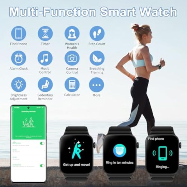 VKROBAG Montre Connectée Homme Femme avec Appel Bluetooth, 1.85" HD Smartwatch avec 100+ Modes Sportifs, Podometre, Sommeil, Montre Connectee Sport Etanche IP68, Montre Intelligente pour Android(Noir) – Image 7