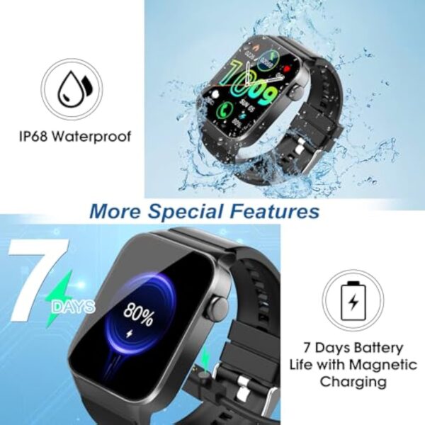 VKROBAG Montre Connectée Homme Femme avec Appel Bluetooth, 1.85" HD Smartwatch avec 100+ Modes Sportifs, Podometre, Sommeil, Montre Connectee Sport Etanche IP68, Montre Intelligente pour Android(Noir) – Image 8