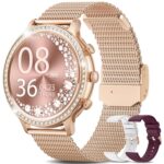 XINGHESF Montre Connectée Femme avec Appel Bluetooth, 1.32'' HD, Fonction Féminine, 3 Bracelet, Fréquence Cardiaque, SpO2, Sommeil, Podomètre, Calories IP68 pour iOS Android Or Rose Cadeau Femme
