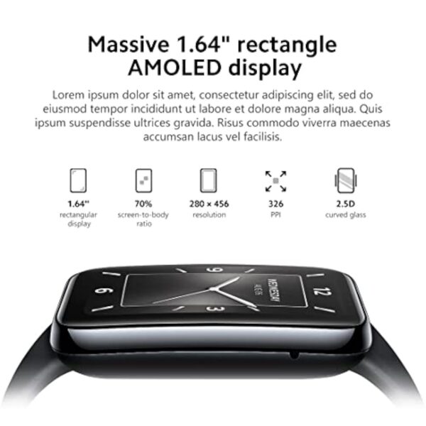 Xiaomi Smart Band 7 Pro, Montre Intelligente Hommes avec Écran AMOLED de 1,64", Smartwatch avec GPS et Cardiofréquencemètre pour Femmes, 110 Modes de Sport,Montre Connectée Étanche 5 ATM, Noir – Image 4