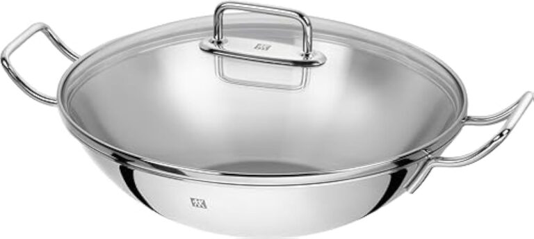 ZWILLING Wok 40992-332-0, avec couvercle en verre et insert à grille amovible, adapté à l'induction, Ø 32 cm, acier inoxydable, Plus, argent